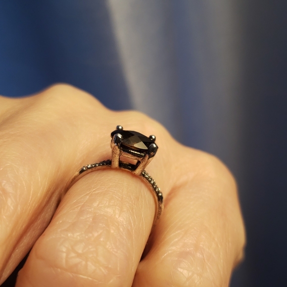 Sterling 925 silver and Smokey Topaz w/ dia. ring - Picture 5 of 7